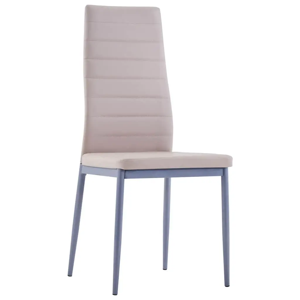 Dining Set Modern Beige 7 Piece Tempered Glass Table and Faux Leather Chairs