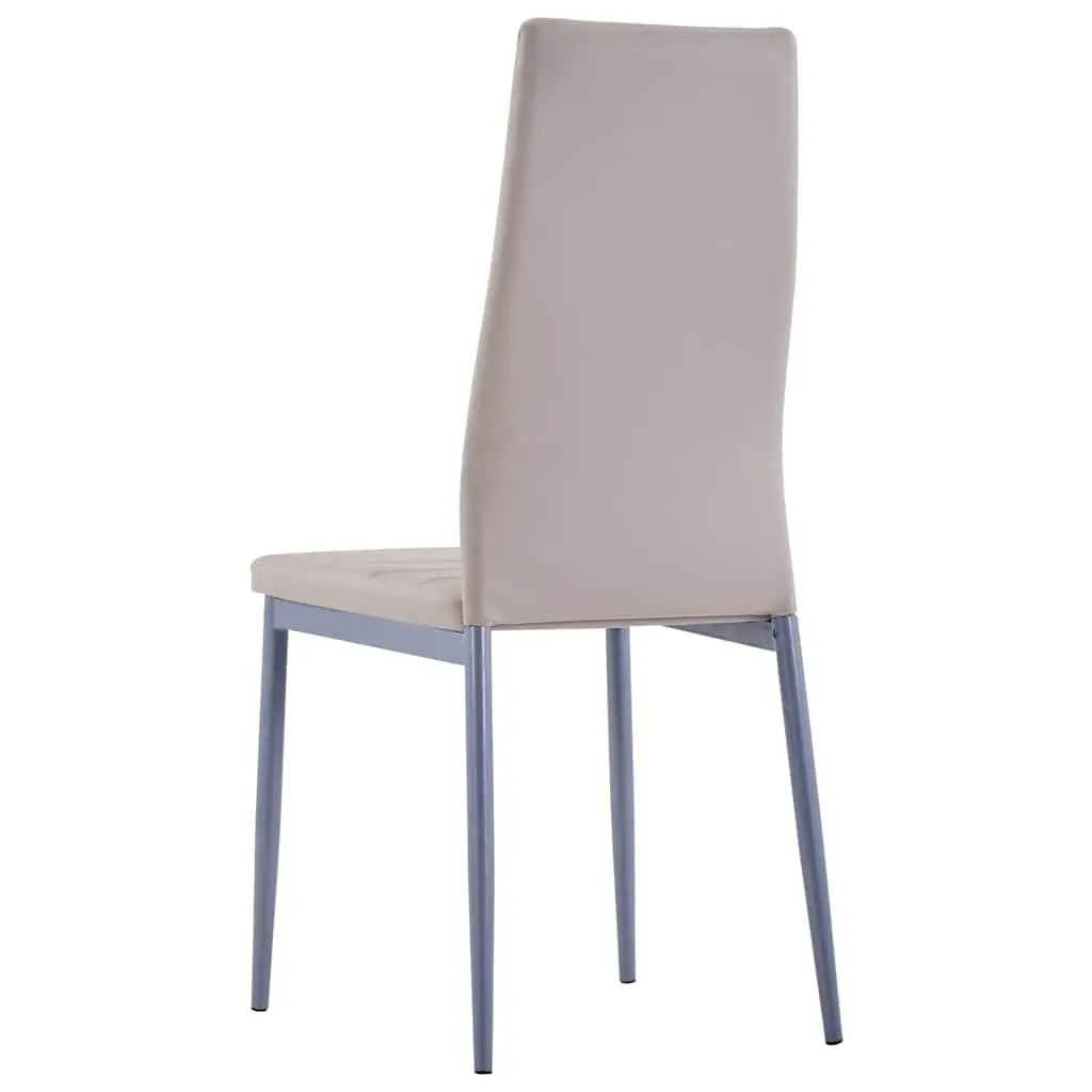 Dining Set Modern Beige 7 Piece Tempered Glass Table and Faux Leather Chairs