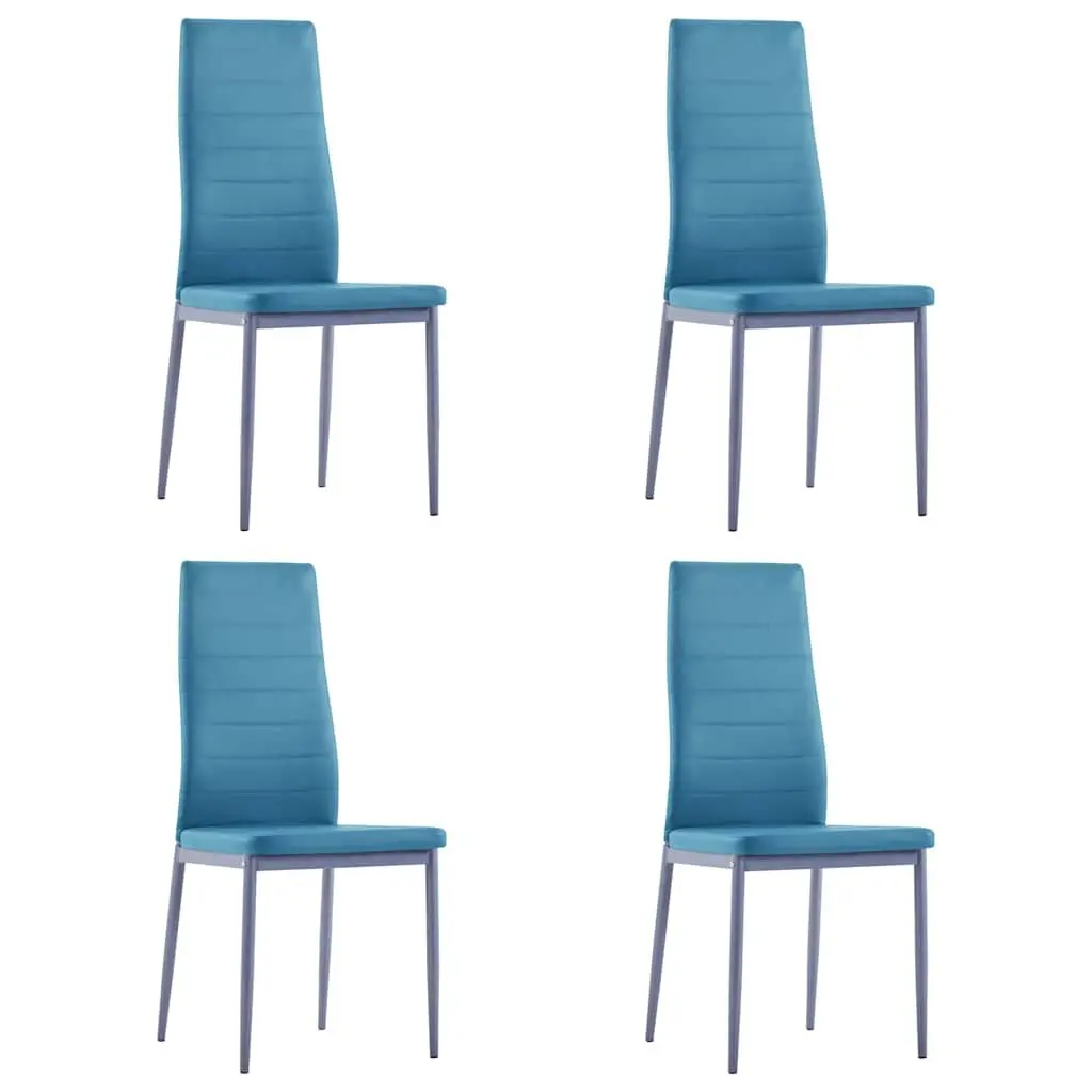 5-Piece Dining Set with Blue Glass Top