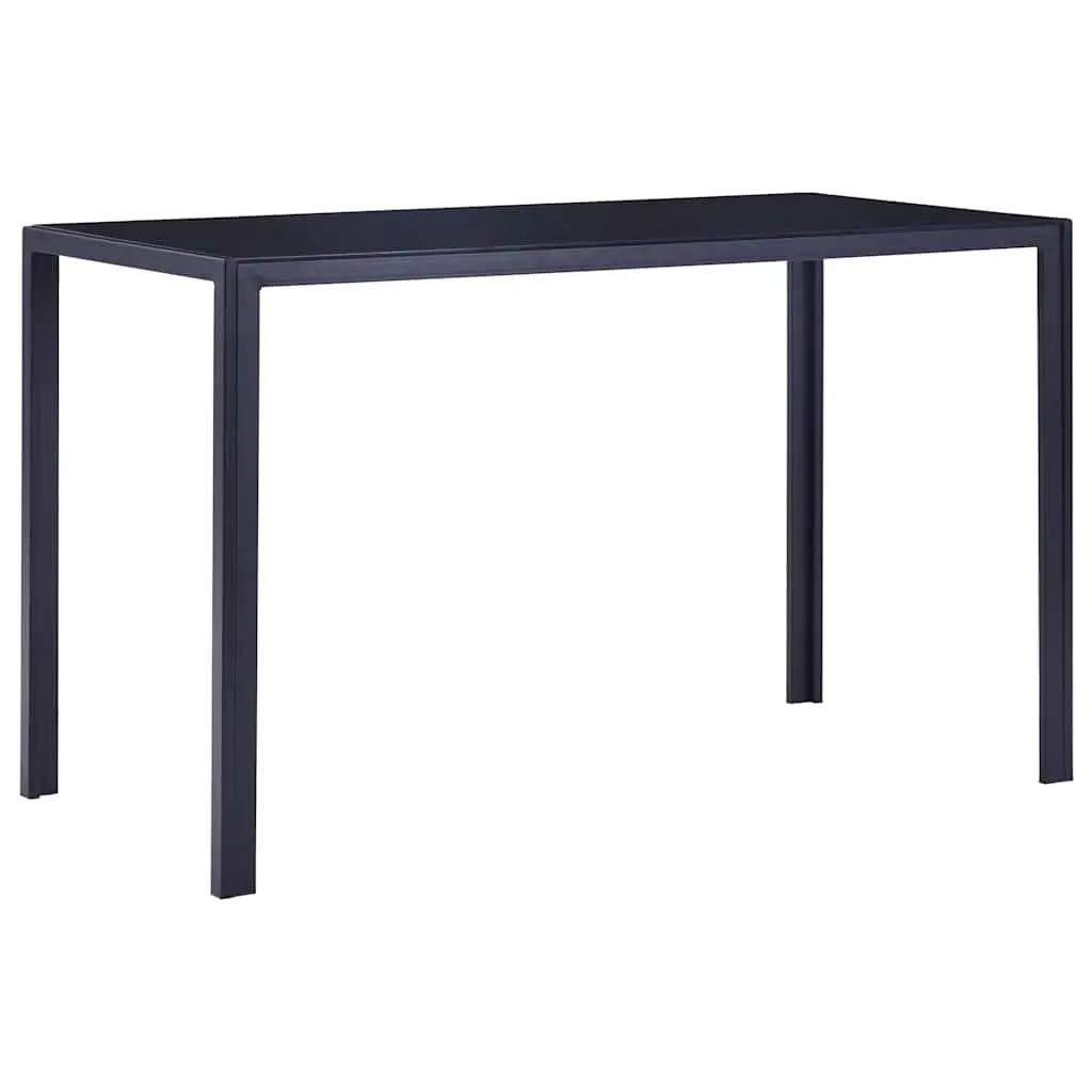 Dining Table Set Modern 7 Piece Glass Top Faux Leather Chairs Blue