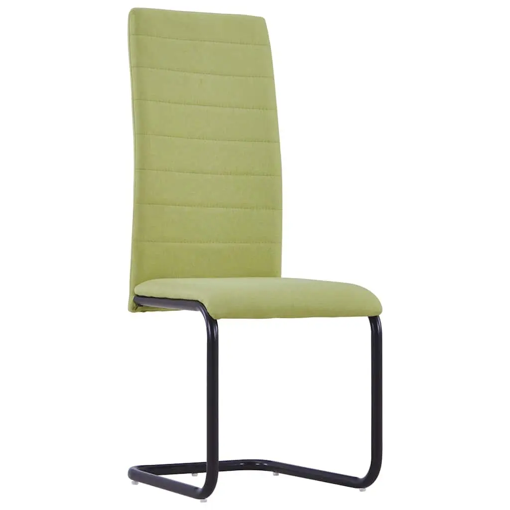 Dining Chairs Cantilever Green Fabric Set of 4 Modern Kitchen Room Seating