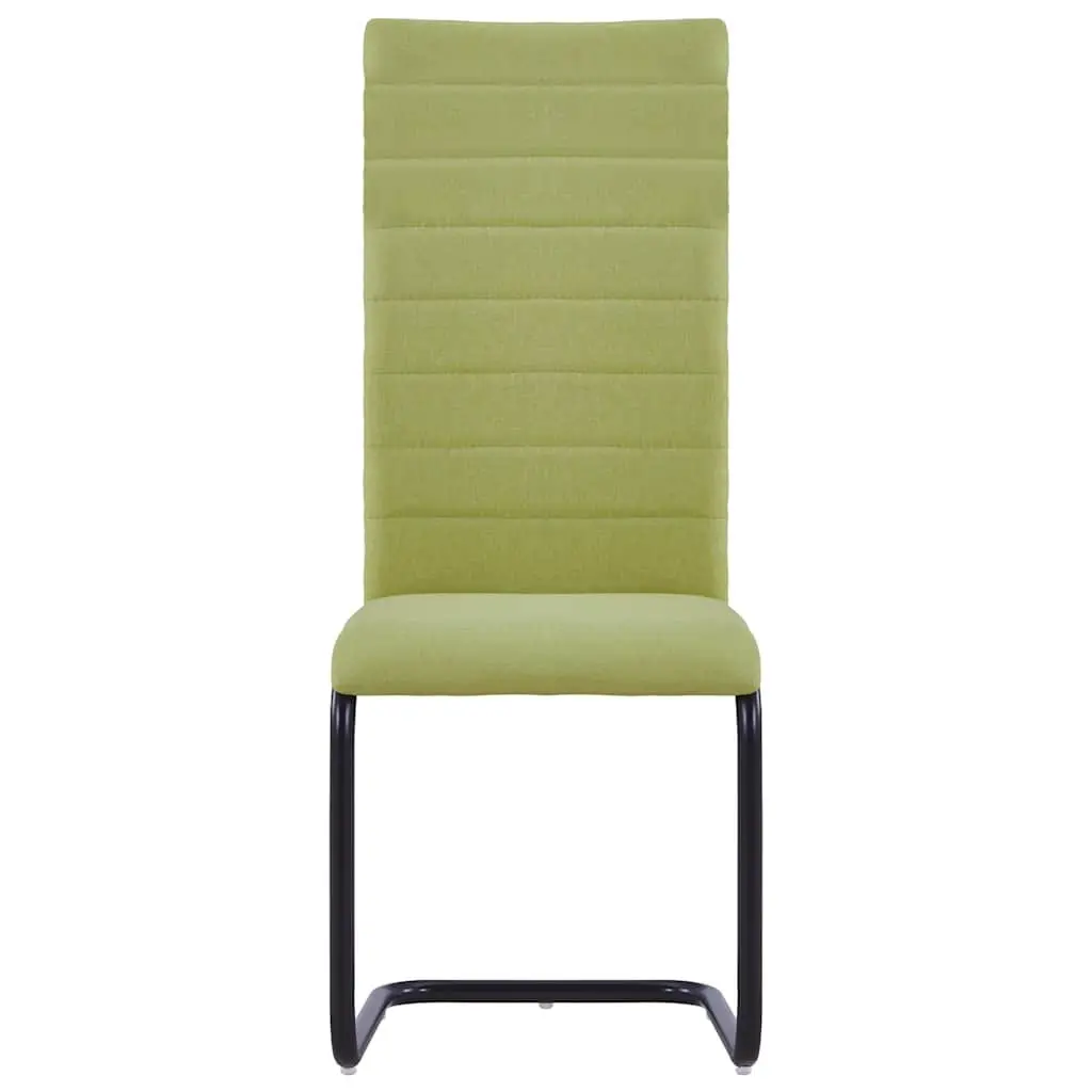 Dining Chairs Cantilever Green Fabric Set of 4 Modern Kitchen Room Seating