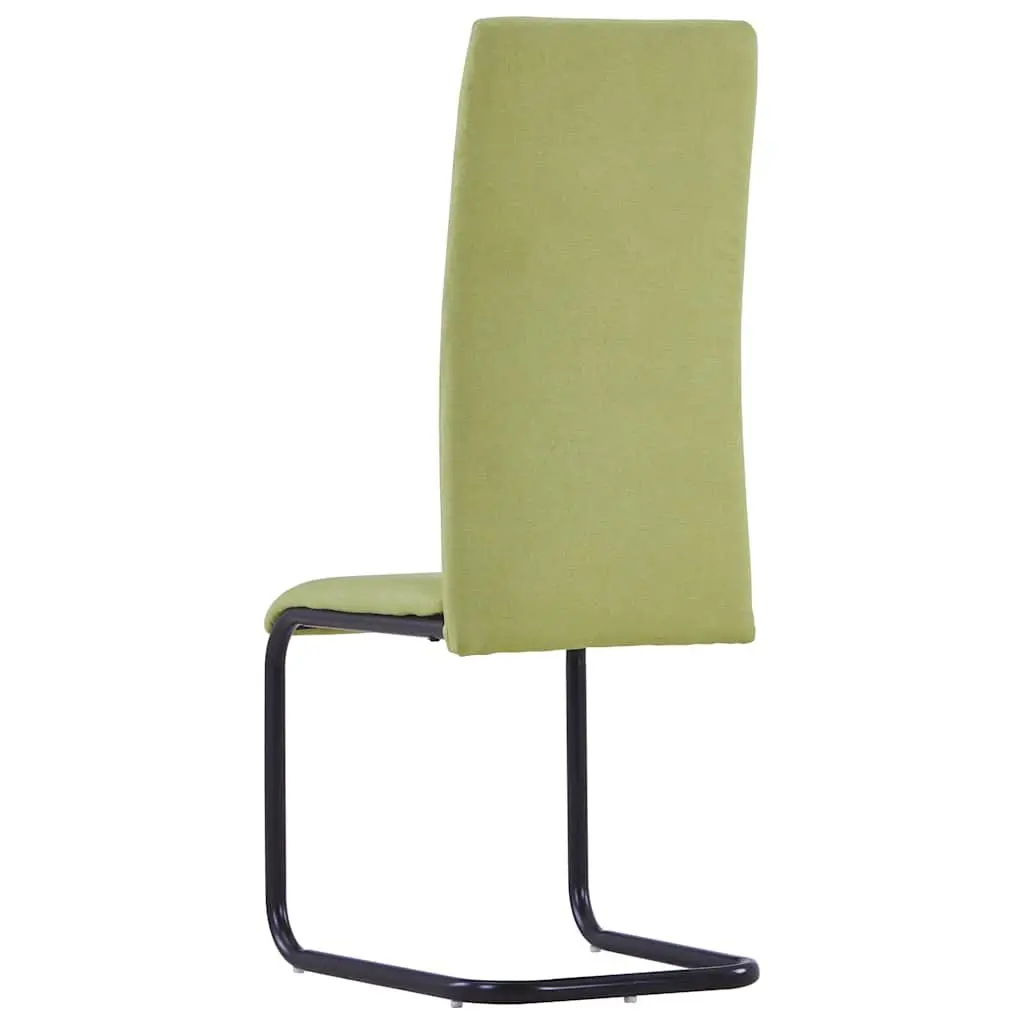 Dining Chairs Cantilever Green Fabric Set of 4 Modern Kitchen Room Seating
