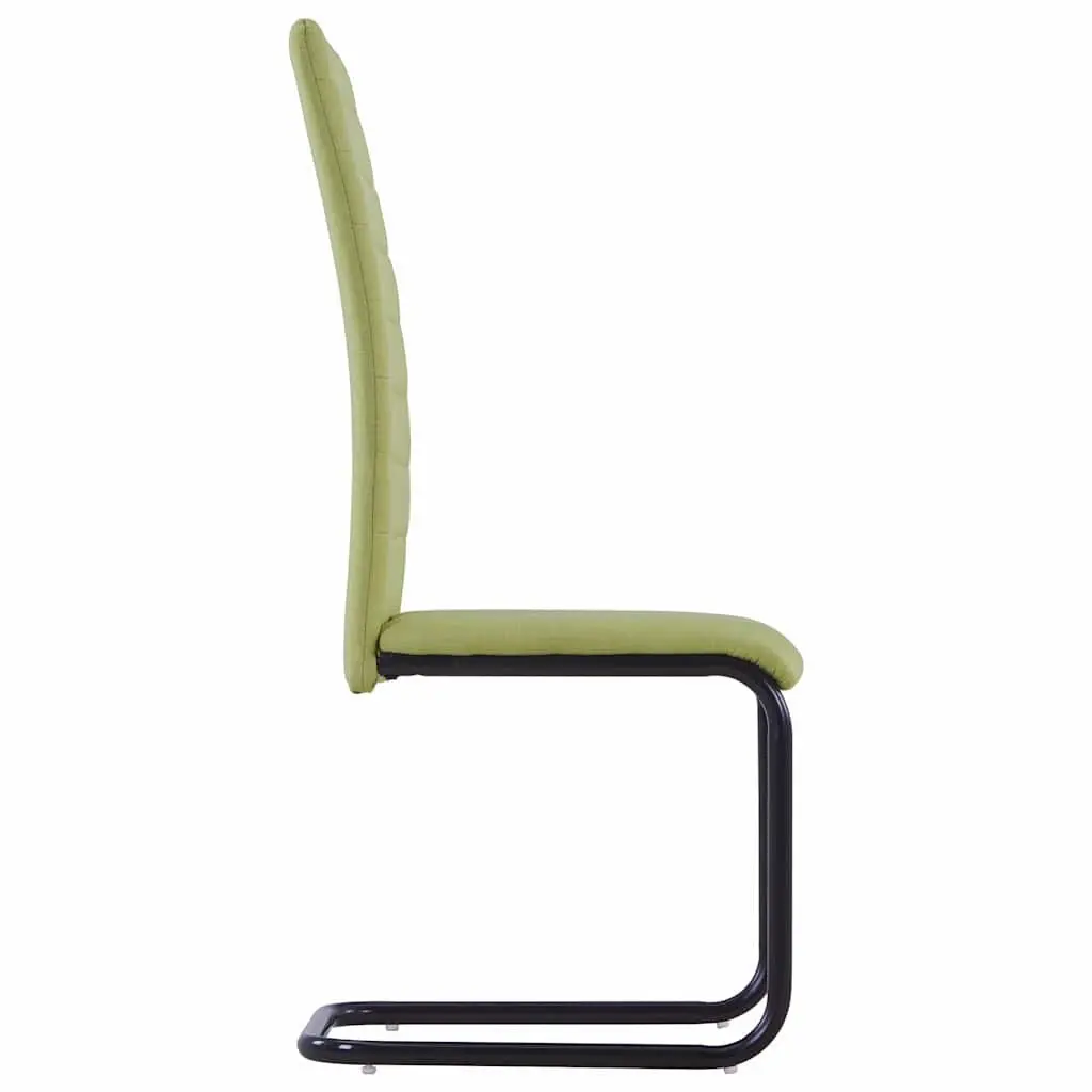 Dining Chairs Cantilever Green Fabric Set of 4 Modern Kitchen Room Seating