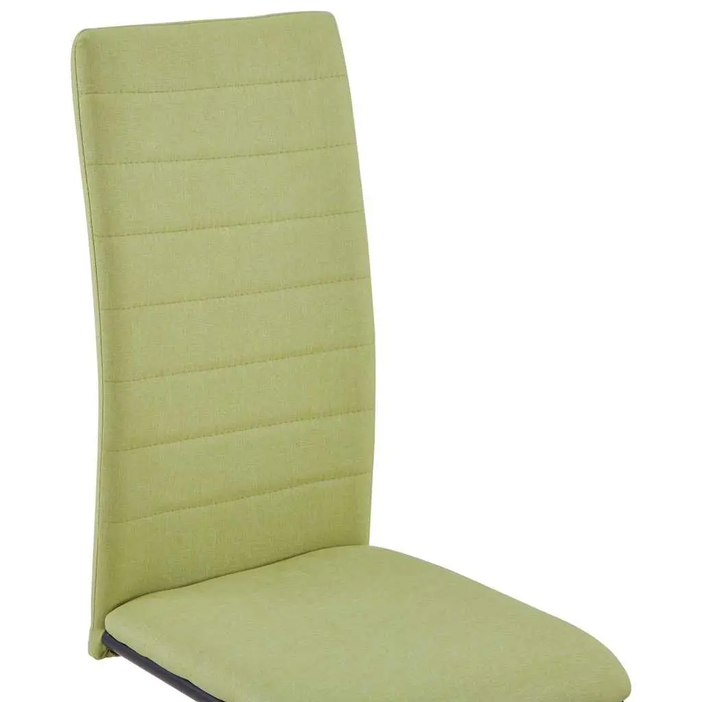 Dining Chairs Cantilever Green Fabric Set of 4 Modern Kitchen Room Seating