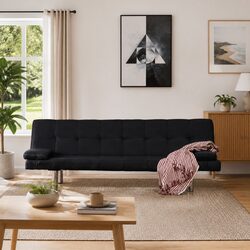 Contemporary Black Sofa Bed with Adjustable Recline