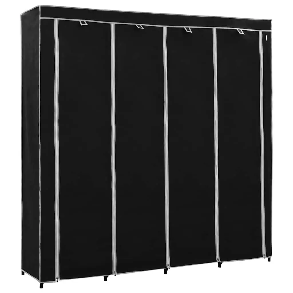 Wardrobe Storage Cabinet Black 175x45x170cm Iron Frame Fabric Cover