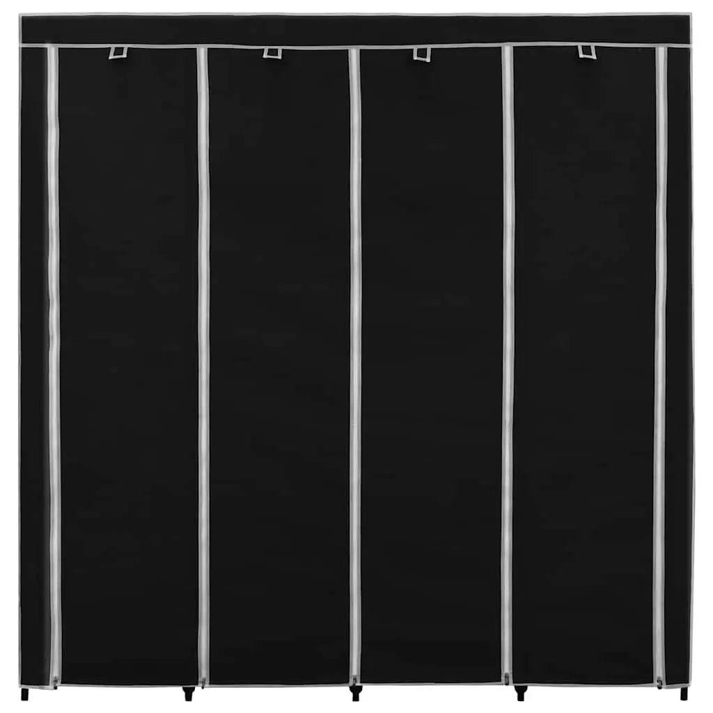Wardrobe Storage Cabinet Black 175x45x170cm Iron Frame Fabric Cover