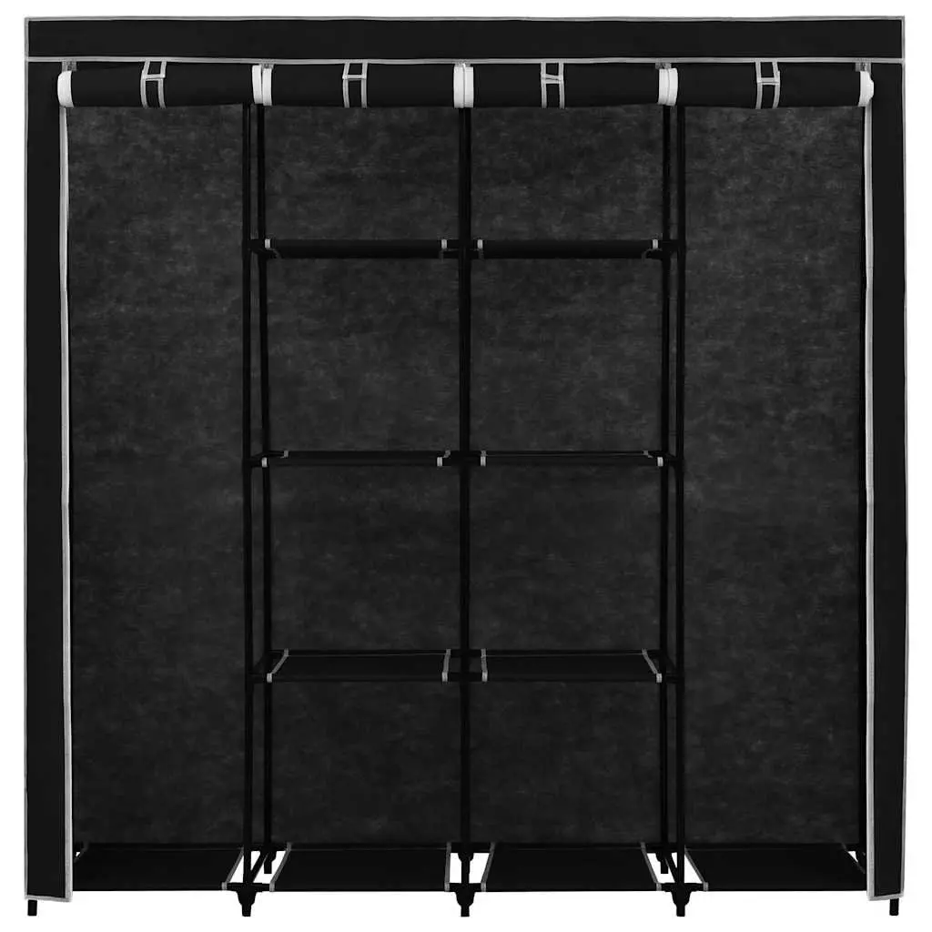 Wardrobe Storage Cabinet Black 175x45x170cm Iron Frame Fabric Cover