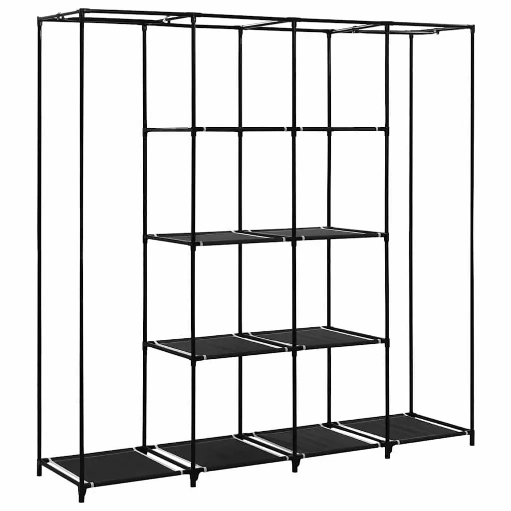 Wardrobe Storage Cabinet Black 175x45x170cm Iron Frame Fabric Cover