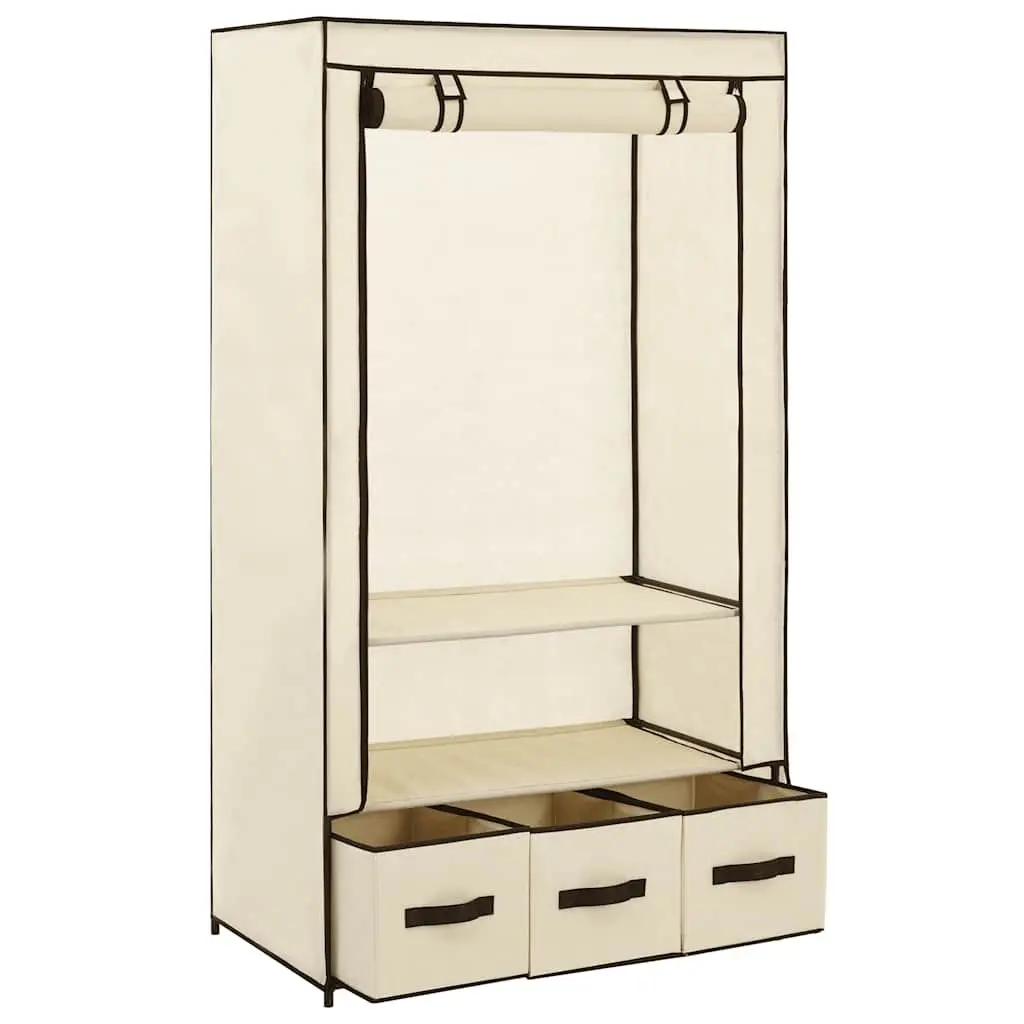Fabric Wardrobe Cream Portable Closet Storage Cabinet Collapsible 87 x 49 x 159 cm Non-woven Fabric