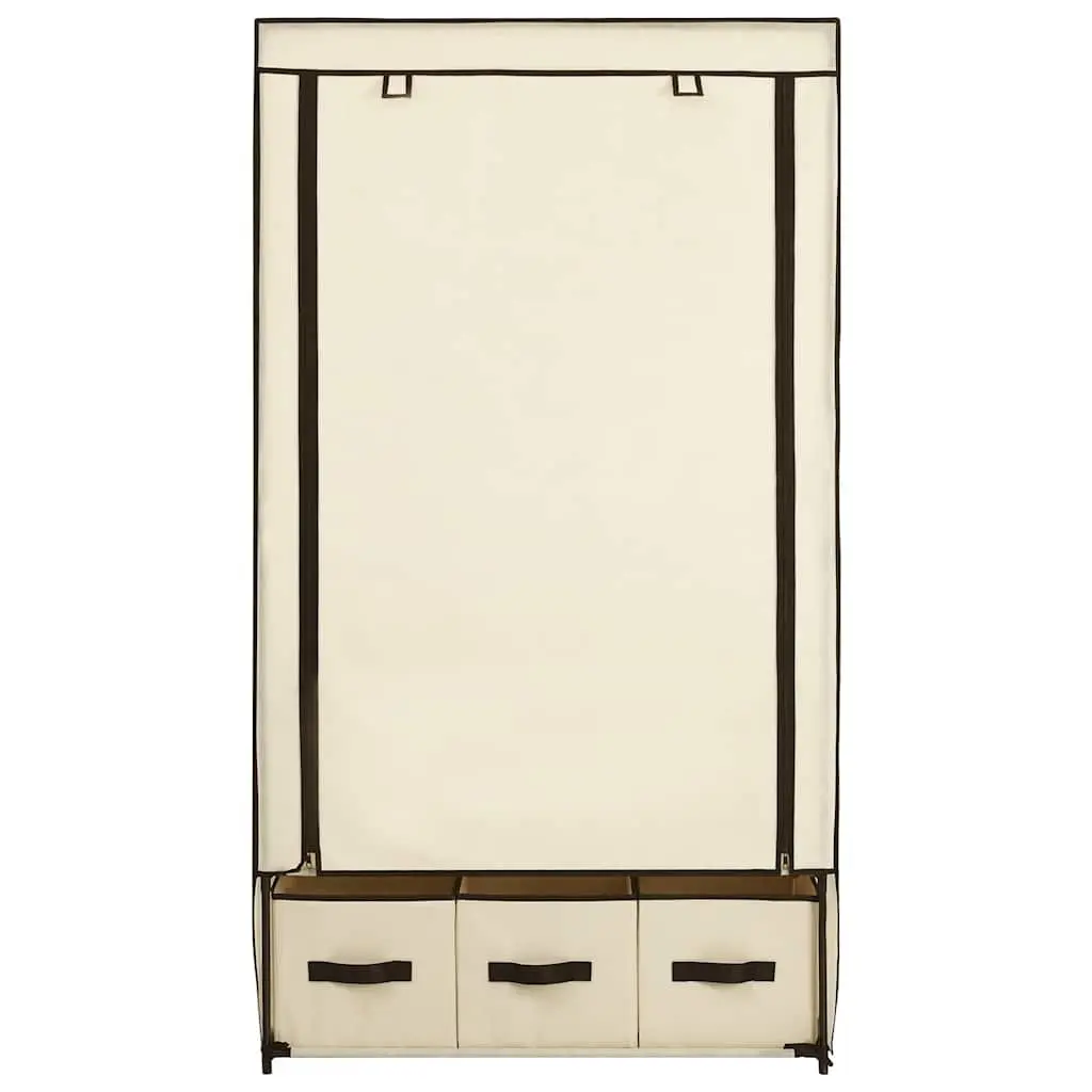 Fabric Wardrobe Cream Portable Closet Storage Cabinet Collapsible 87 x 49 x 159 cm Non-woven Fabric