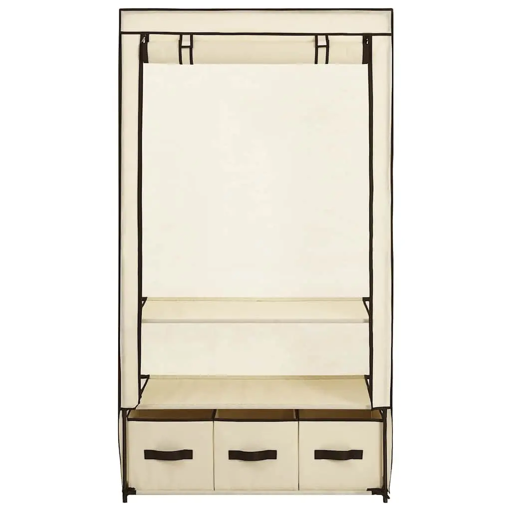 Fabric Wardrobe Cream Portable Closet Storage Cabinet Collapsible 87 x 49 x 159 cm Non-woven Fabric