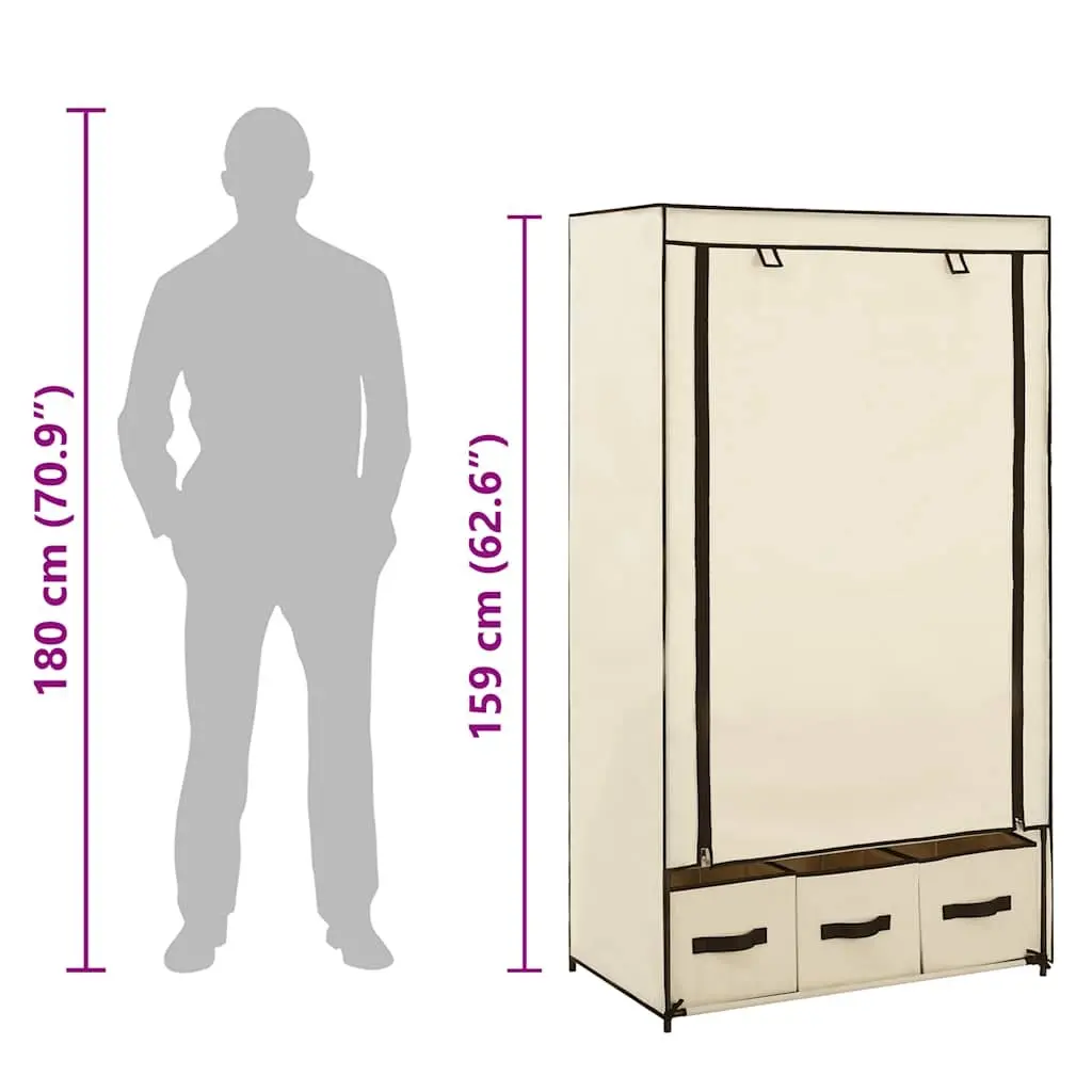 Fabric Wardrobe Cream Portable Closet Storage Cabinet Collapsible 87 x 49 x 159 cm Non-woven Fabric