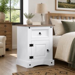 White Wooden Nightstand in Mexican Corona Style