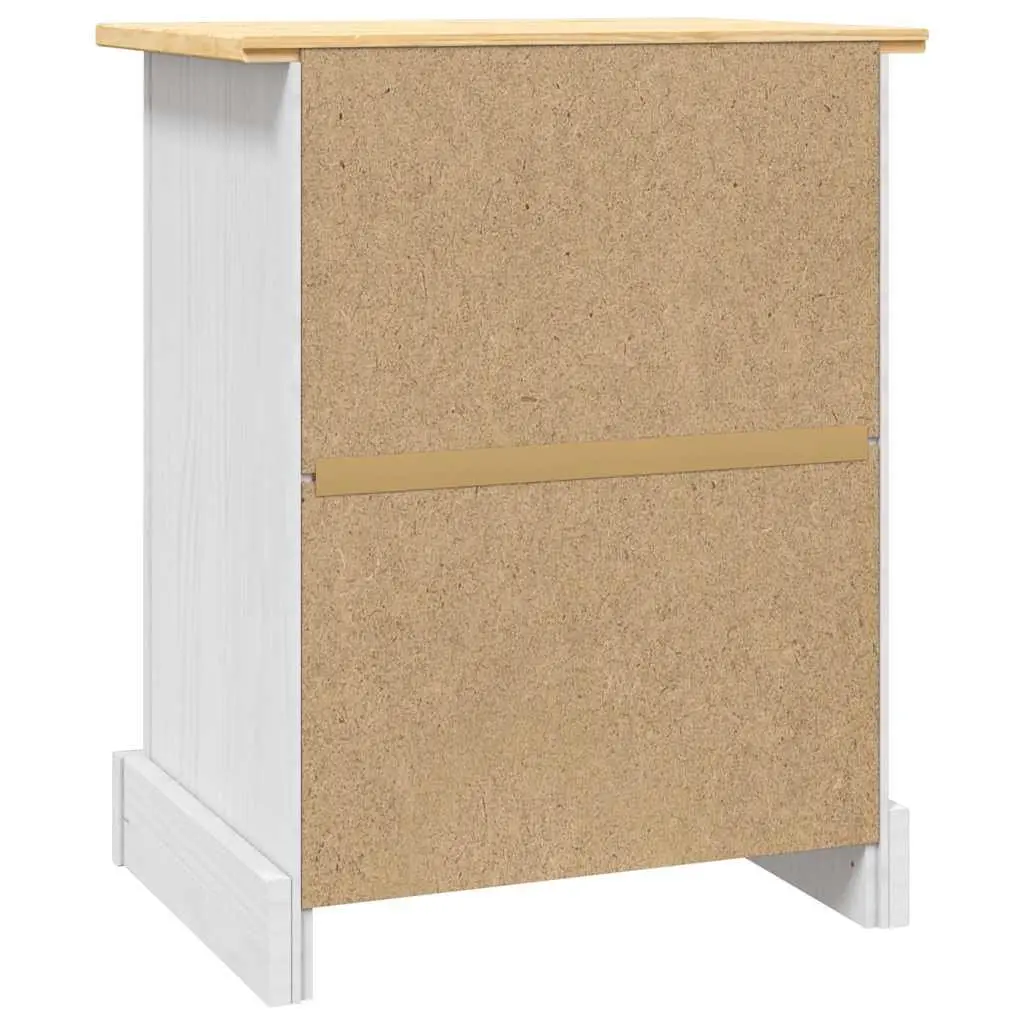 Bedside Cabinet Mexican Corona Style White Solid Pinewood Nightstand with Drawer