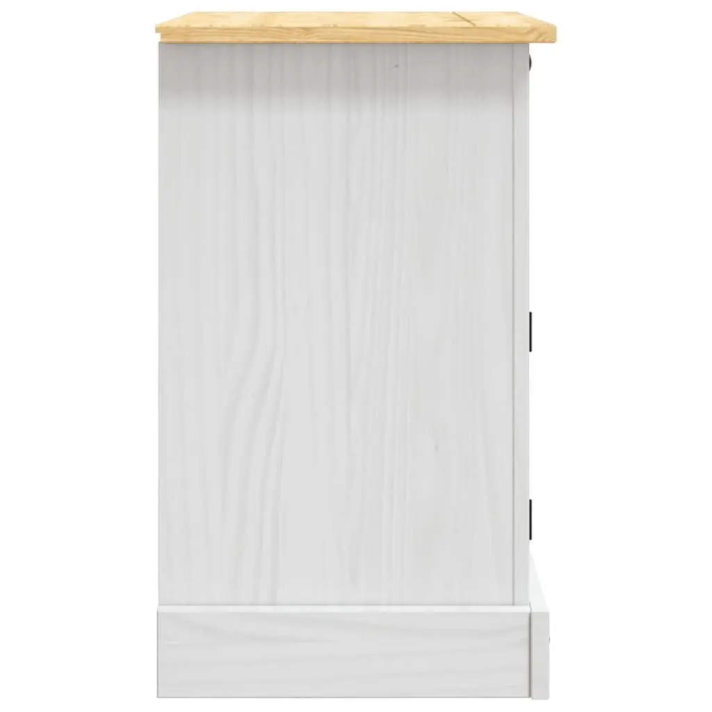 Bedside Cabinet Mexican Corona Style White Solid Pinewood Nightstand with Drawer