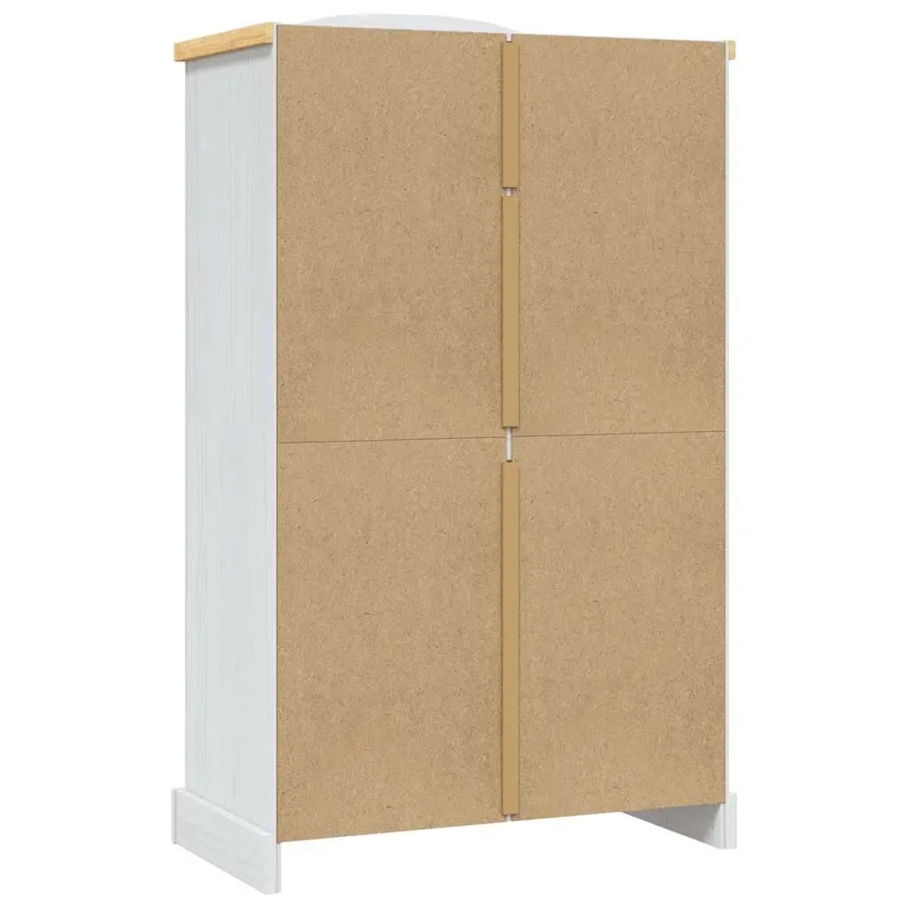 Wooden Wardrobe Mexican Corona Style 2 Doors Storage Cabinet White Solid Pinewood