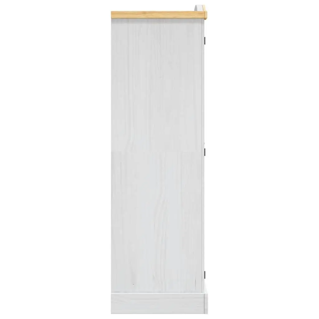 Wooden Wardrobe Mexican Corona Style 2 Doors Storage Cabinet White Solid Pinewood