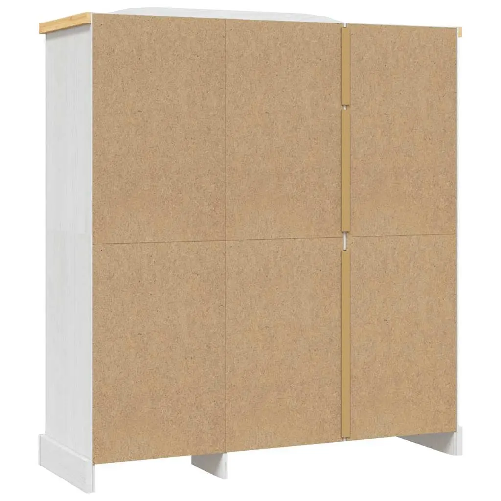 3-Door White Wooden Wardrobe Mexican Corona Style Solid Pinewood Cabinet