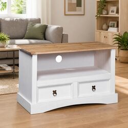 Wooden TV Cabinet in White for Living Room Storage