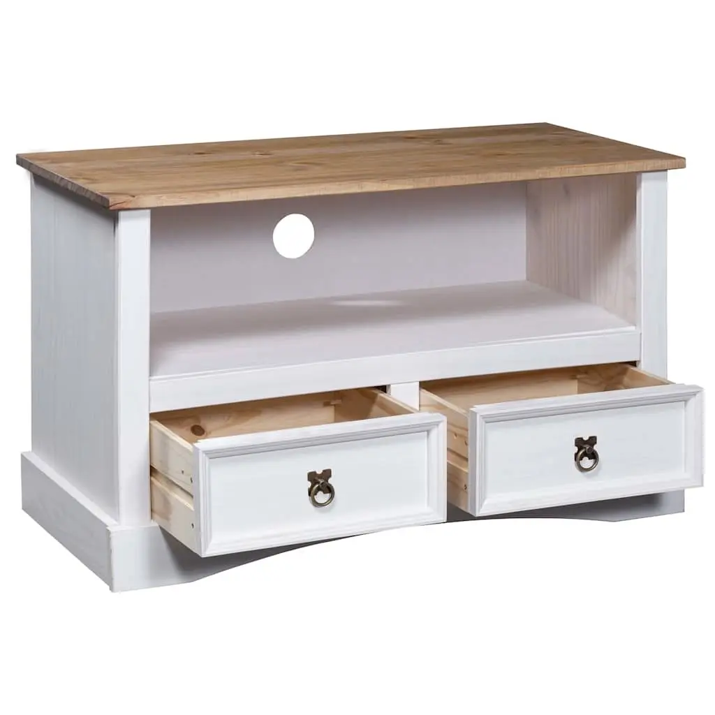 TV Cabinet White 91x43x56cm Wooden Storage Unit
