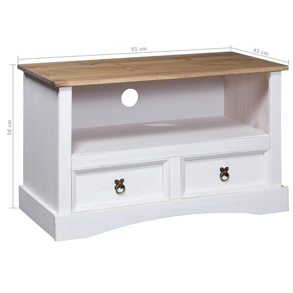 TV Cabinet White 91x43x56cm Wooden Storage Unit