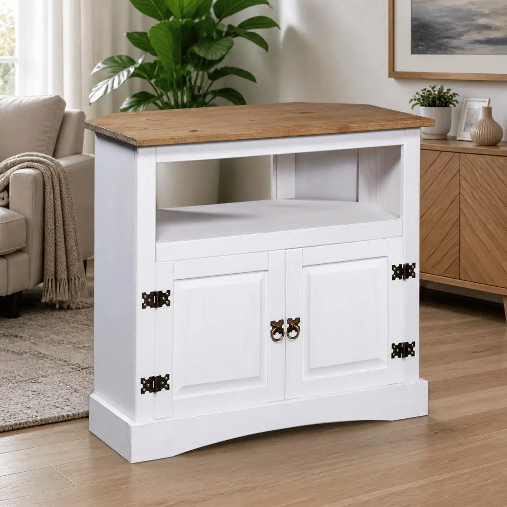 Console Table Mexican Pine White Side Cabinet End Table 80x43x78cm