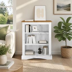 3-Tier Wooden Bookcase in White for Home Storage
