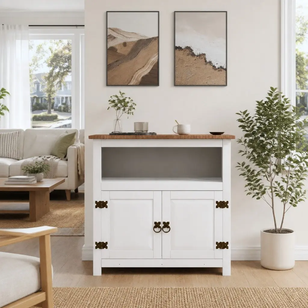 Mexican Style White TV Cabinet for Living Room