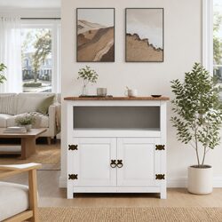 Mexican Style White TV Cabinet for Living Room