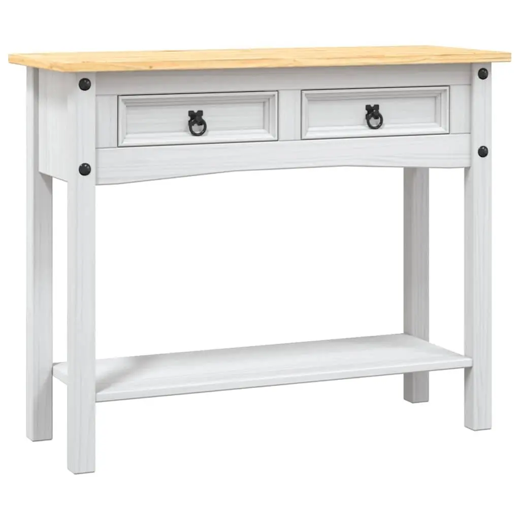 White Mexican Corona Console Table with 2 Drawers