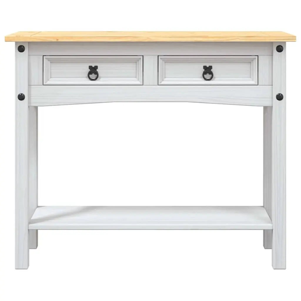 White Mexican Corona Console Table with 2 Drawers