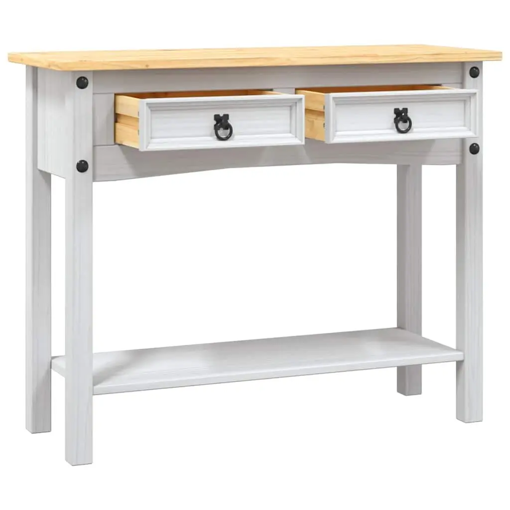 White Mexican Corona Console Table with 2 Drawers