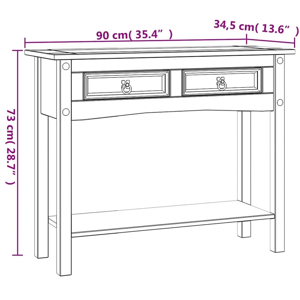White Mexican Corona Console Table with 2 Drawers
