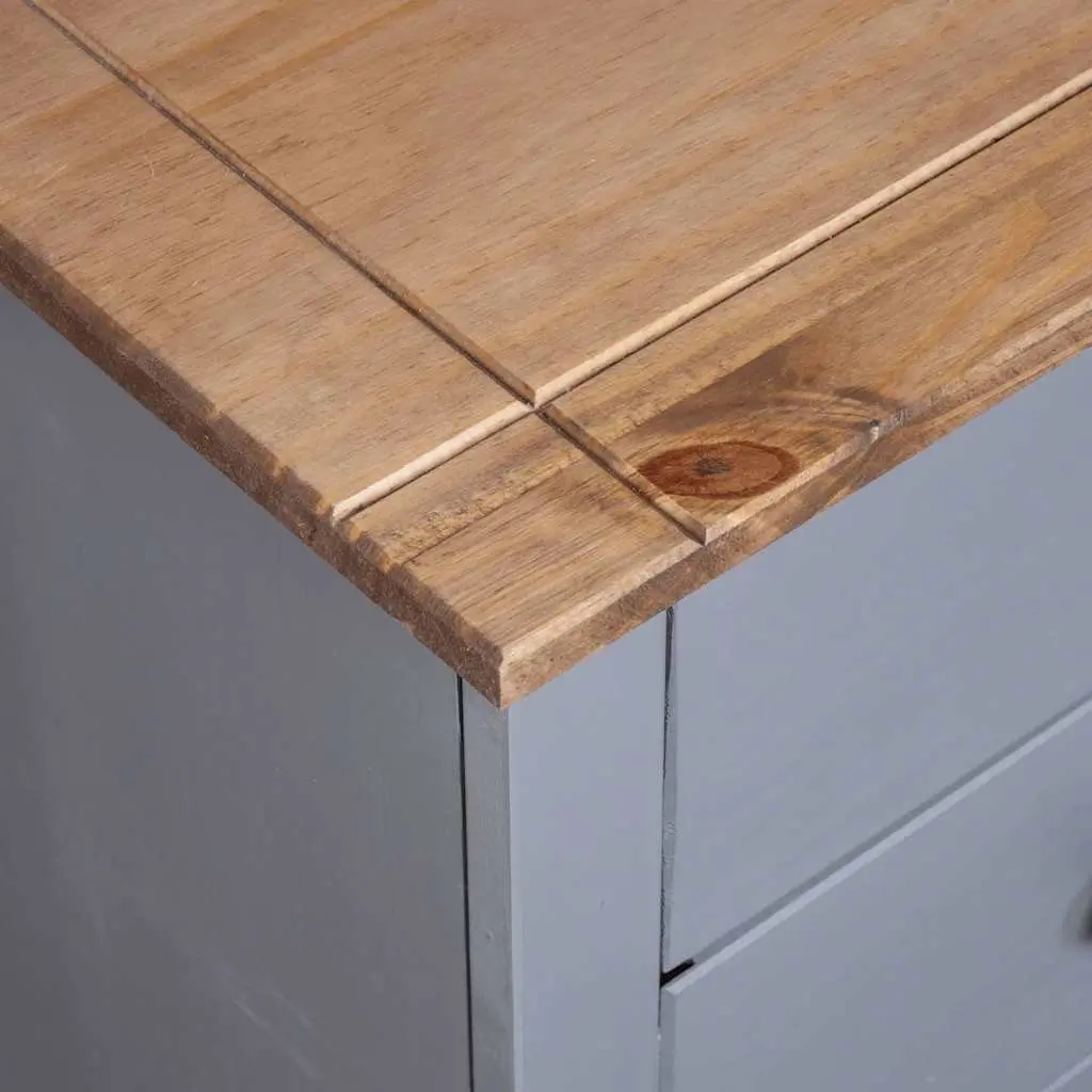 Grey Solid Pinewood 5 Drawer Sideboard Cabinet