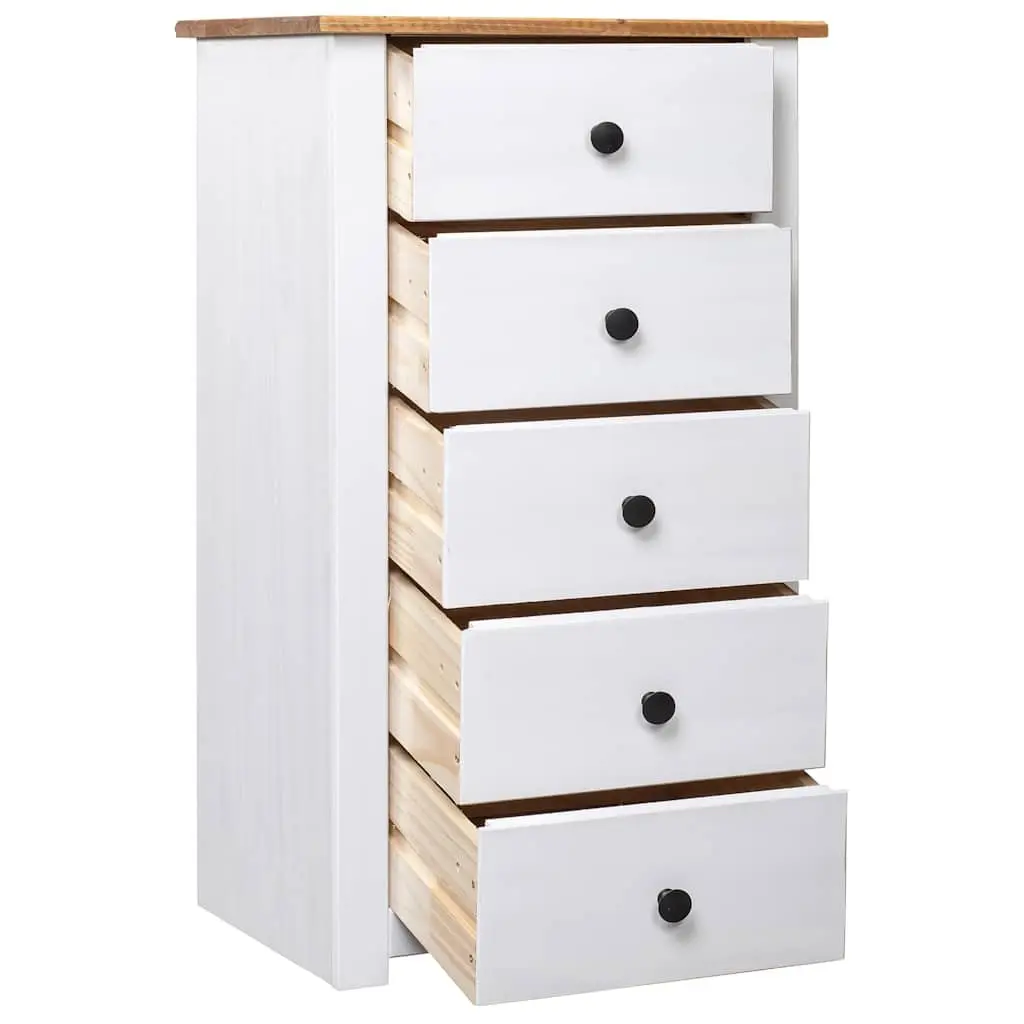 White 5 Drawer Sideboard in Solid Pinewood