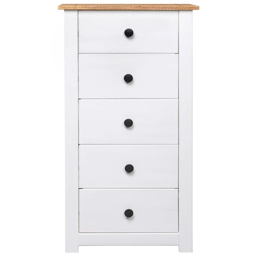 White 5 Drawer Sideboard in Solid Pinewood