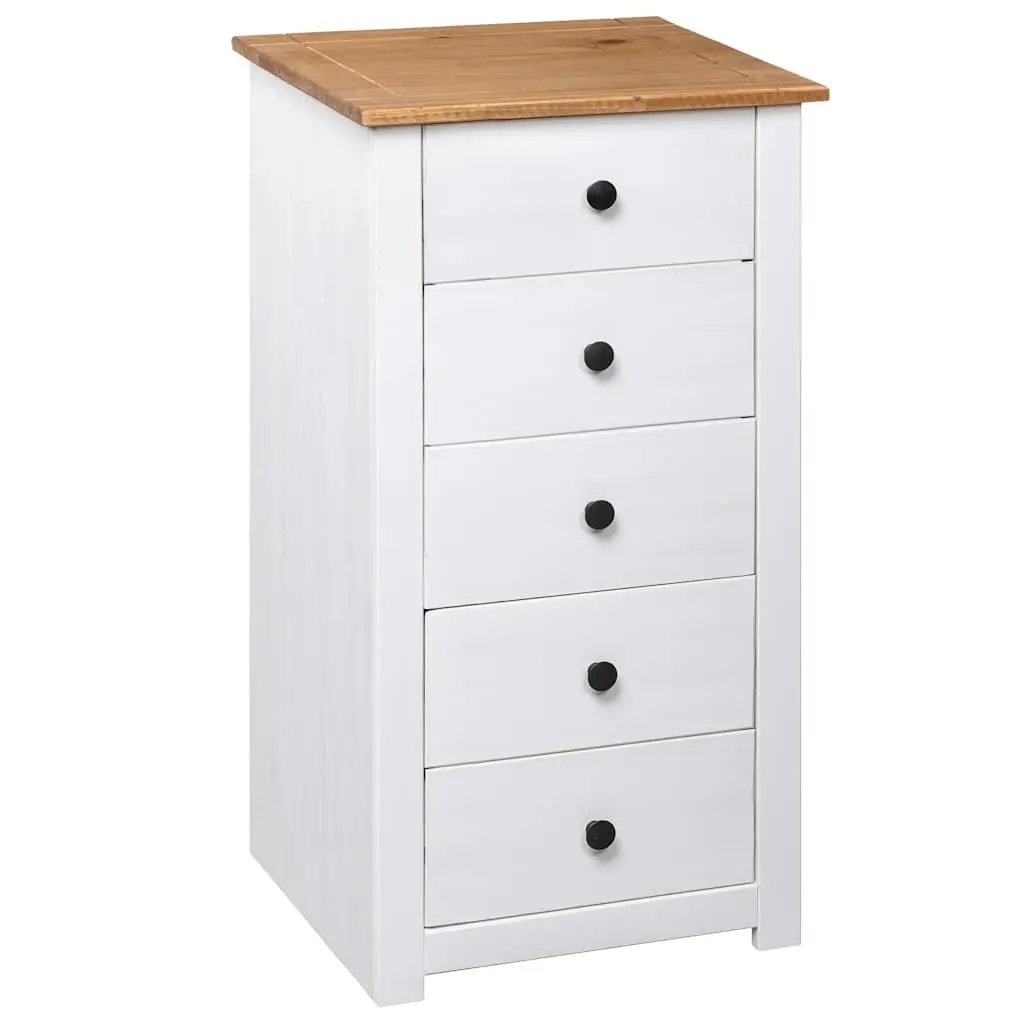 White 5 Drawer Sideboard in Solid Pinewood