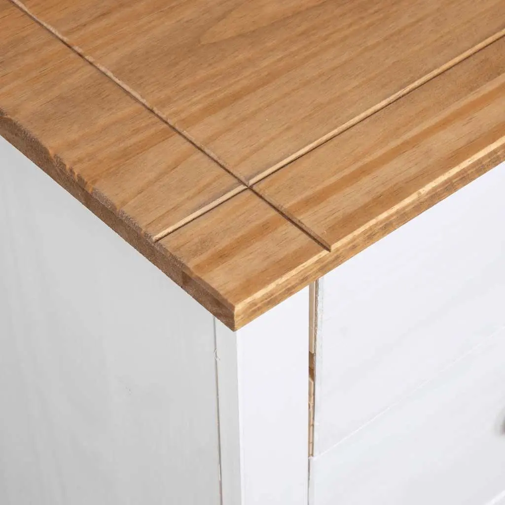 White 5 Drawer Sideboard in Solid Pinewood