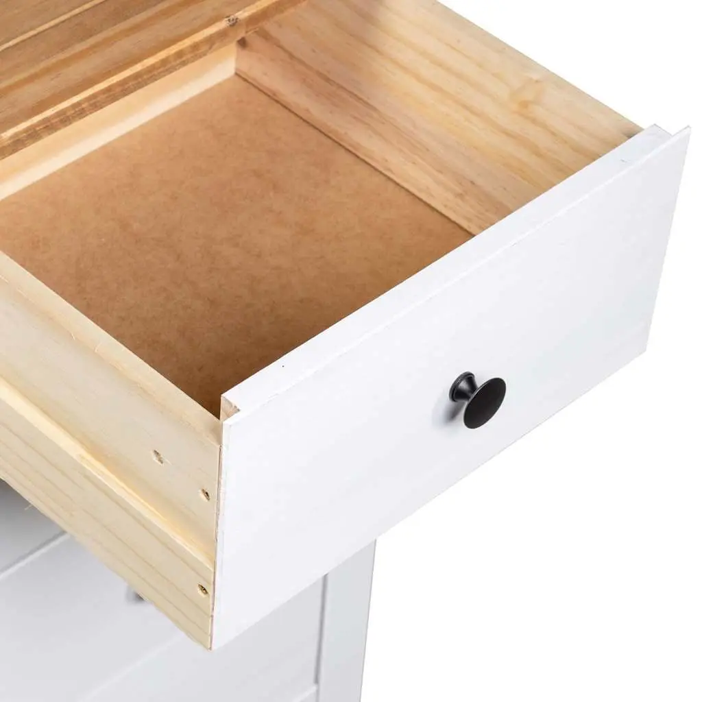 White 5 Drawer Sideboard in Solid Pinewood