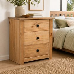 Brown Wooden Nightstand with 3 Drawers for Storage
