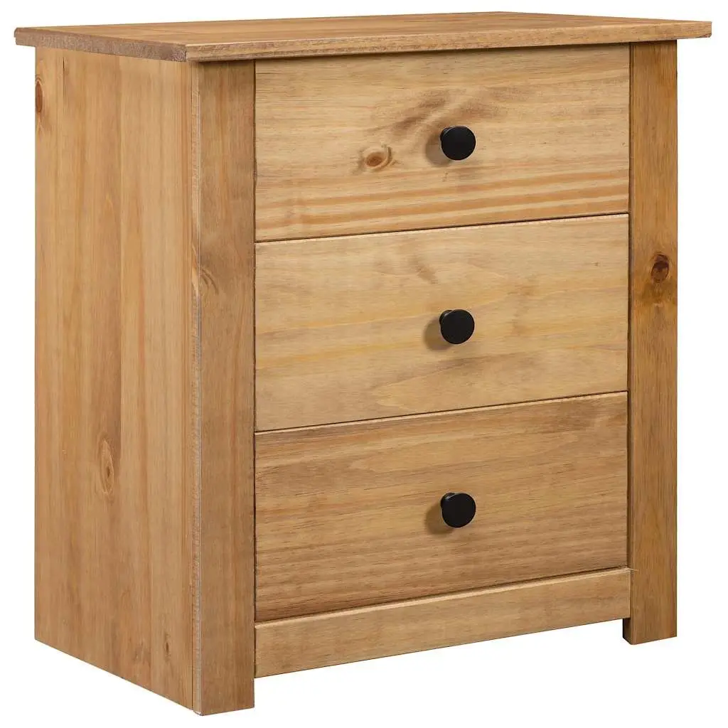 Bedside Table Brown Wooden Nightstand 3 Drawer Storage Chest Solid Pine