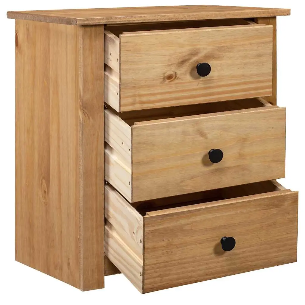 Bedside Table Brown Wooden Nightstand 3 Drawer Storage Chest Solid Pine
