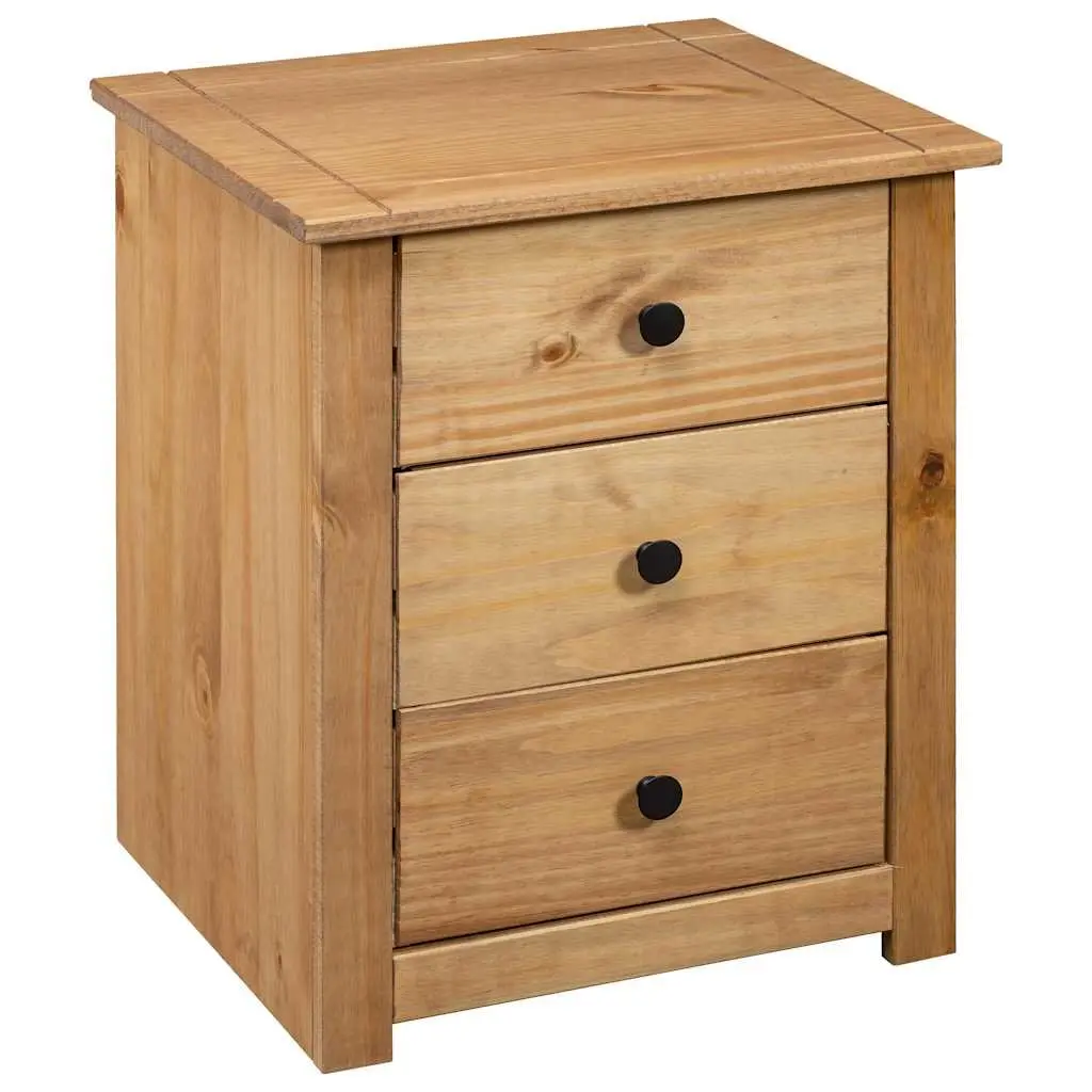 Bedside Table Brown Wooden Nightstand 3 Drawer Storage Chest Solid Pine