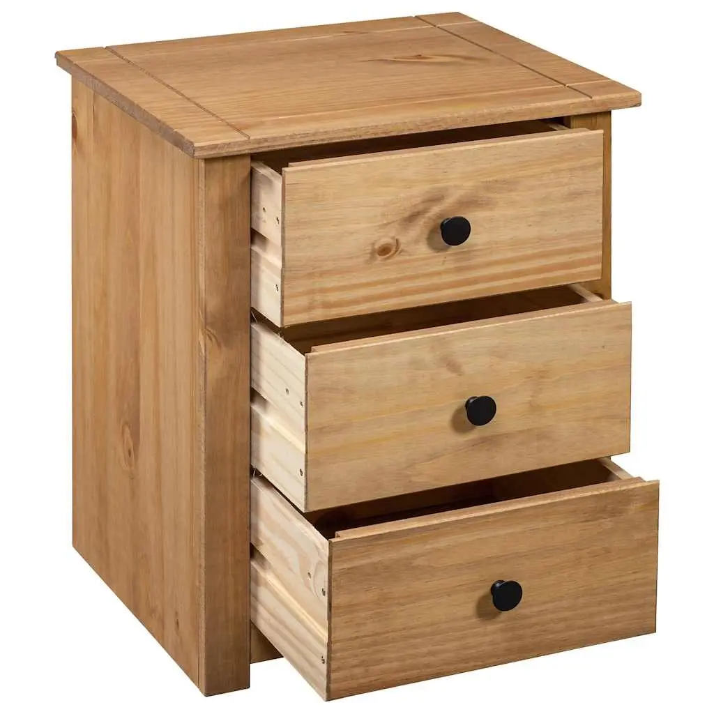 Bedside Table Brown Wooden Nightstand 3 Drawer Storage Chest Solid Pine