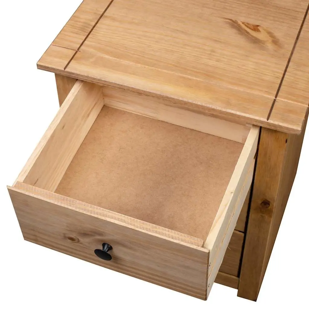 Bedside Table Brown Wooden Nightstand 3 Drawer Storage Chest Solid Pine