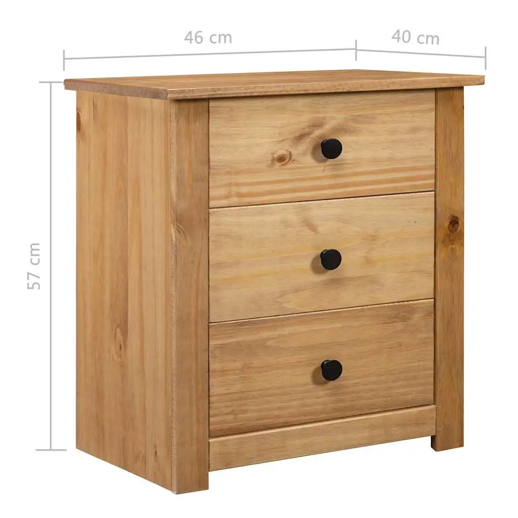 Bedside Table Brown Wooden Nightstand 3 Drawer Storage Chest Solid Pine