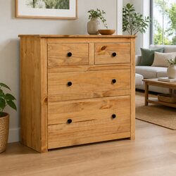 Rustic Wooden Sideboard 80x40x83 cm with 4 Drawers