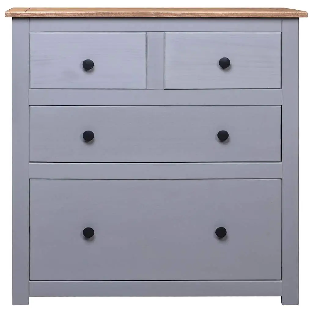 Sideboard Grey 80x40x83cm 4 Drawer Storage Cabinet Solid Pinewood Furniture
